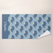 Personalisierter blauer Wal Kinder Badehandtuch (Badehandtuch)