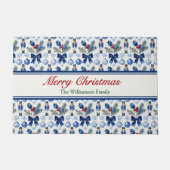 Personalisierter blauer Weihnachts-Vintage-Nusskna Fußmatte (Vorderseite)