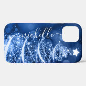 Personalisierter blauer Weihnachtsbaum Case-Mate iPhone Hülle (Rückseite (Horizontal))