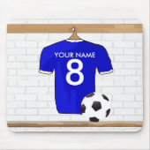 Personalisierter blauer weißer Fußball-Fußball Mousepad (Vorne)