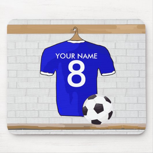 Personalisierter blauer weißer Fußball-Fußball Mousepad (Vorne)