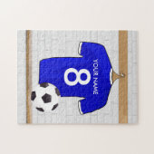 Personalisierter blauer weißer Fußball-Fußball Puzzle (Horizontal)