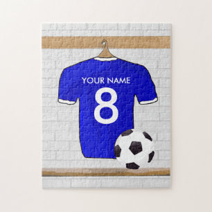 Personalisierter blauer weißer Fußball-Fußball Puzzle