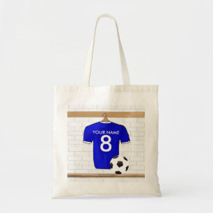 Personalisierter blauer weißer Fußball-Fußball Tragetasche
