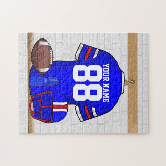 Personalisierter blauer weißer roter Fußball Puzzle (Horizontal)