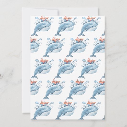 Personalisierter Blauer Whale der ersten Geburtsta Einladung (Rückseite)