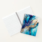 Personalisierter Blaugold-Marmor-Script-Name Notizblock (Innenseite)