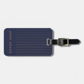 Personalisierter Blaugoldstreifen für ihn Gepäckanhänger (Vorderseite horizontal)