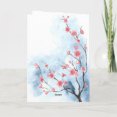 Personalisierter Blaurosa Blumenbaum Wasserfarbe Karte (Rückseite)