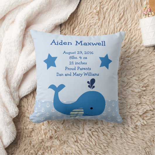 Personalisierter Blauwal Nautical Pillow Kissen (Decke)