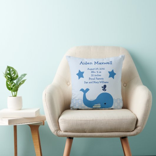 Personalisierter Blauwal Nautical Pillow Kissen (Stuhl )