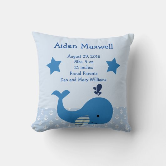 Personalisierter Blauwal Nautical Pillow Kissen (Vorderseite)