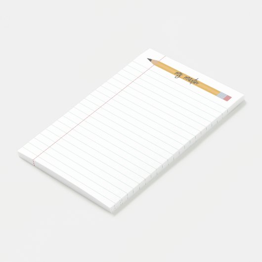 personalisierter Bleistift- und Papierlehrer Post-it Klebezettel (angewinkelt)