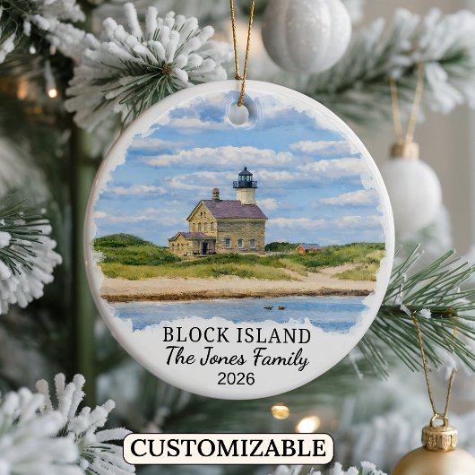 Personalisierter Block Island-Schmuck, Rhode Islan Keramik Ornament