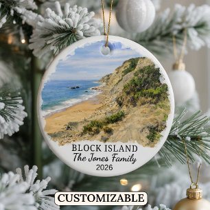 Personalisierter Block Island-Schmuck, Rhode Islan Keramik Ornament