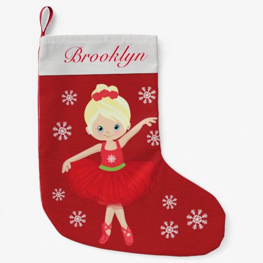 Personalisierter Blonde Weihnachtsballerina Kleiner Weihnachtsstrumpf (Vorderseite)