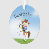 Personalisierter blonder Cowboy mit Ornament (Vorderseite)