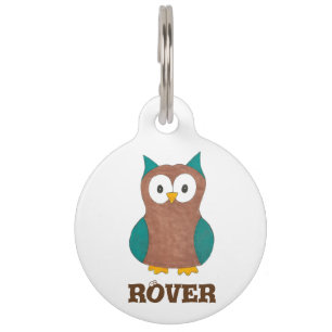 Personalisierter Blue Brown Cartoon Owl Bird Pet T Tiermarke