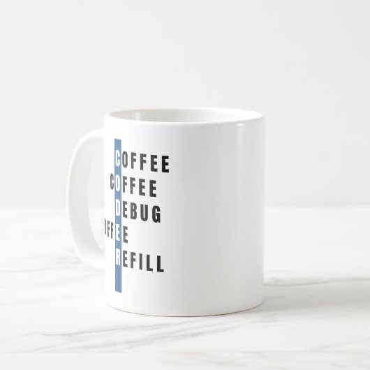 Personalisierter Blue Coffee Debug Refill Coder Kaffeetasse (Vorderseite Links)