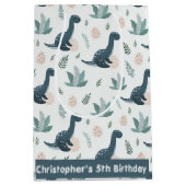Personalisierter Blue Dinosaurier mit Foliage und  Mittlere Geschenktüte (Vorderseite)