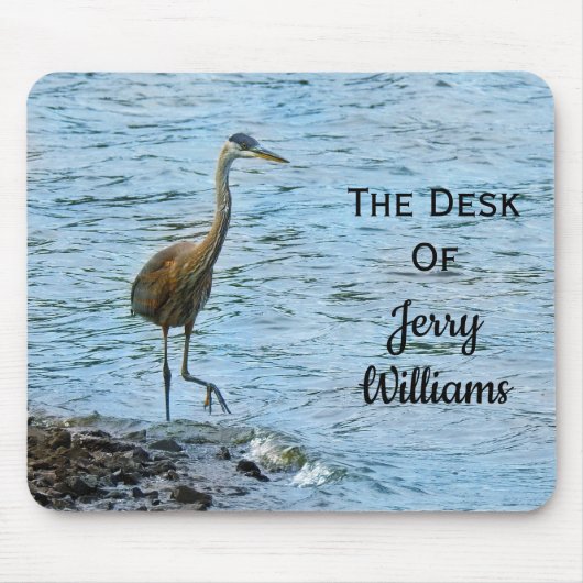 Personalisierter Blue Heron Fishing Mousepad (Vorne)