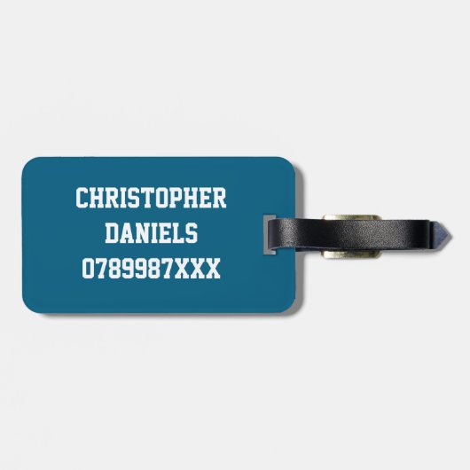 Personalisierter Blue-Lone-Wolf-Gepäcktag Gepäckanhänger (Rückseite horizontal)