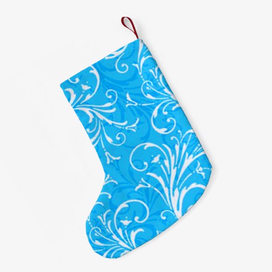 Personalisierter Blue Ornamental Strumpf Kleiner Weihnachtsstrumpf (Rückseite (Hängend))