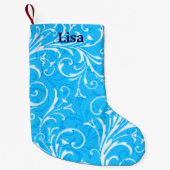 Personalisierter Blue Ornamental Strumpf Kleiner Weihnachtsstrumpf (Vorderseite)