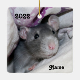 Personalisierter Blue Pet Rat Keramikornament