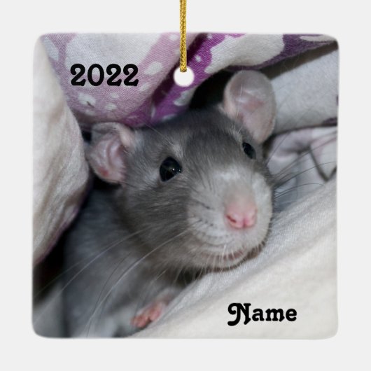 Personalisierter Blue Pet Rat Keramikornament (Rückseite)