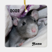 Personalisierter Blue Pet Rat Keramikornament (Vorderseite)