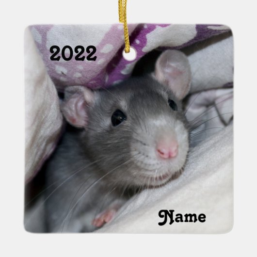 Personalisierter Blue Pet Rat Keramikornament (Vorderseite)