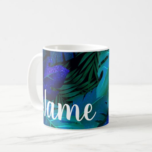 Personalisierter Blue Rainforest Design Kaffee Tas Kaffeetasse (Vorderseite Links)