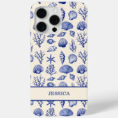 Personalisierter Blue Seashell Coastell Ocean Beac Case-Mate iPhone Hülle (Rückseite)