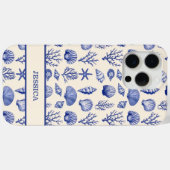 Personalisierter Blue Seashell Coastell Ocean Beac Case-Mate iPhone Hülle (Rückseite (Horizontal))
