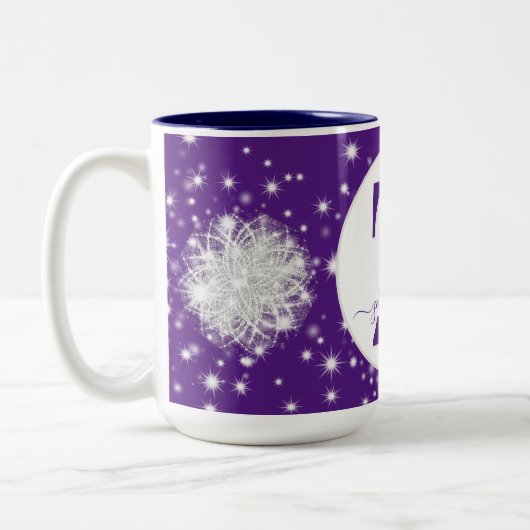 Personalisierter Blue Snowflake Custom Cocoa Tee Zweifarbige Tasse (Links)