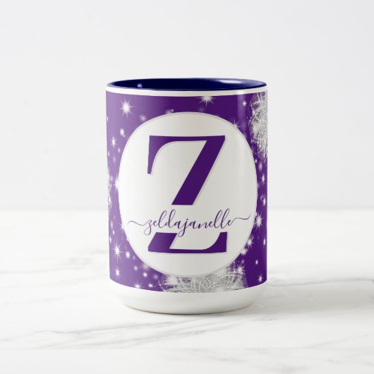 Personalisierter Blue Snowflake Custom Cocoa Tee Zweifarbige Tasse (Mittel)