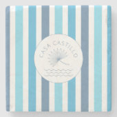 Personalisierter Blue Stripe Stone Untersetzer (Vorderseite)