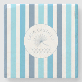 Personalisierter Blue Stripe Stone Untersetzer