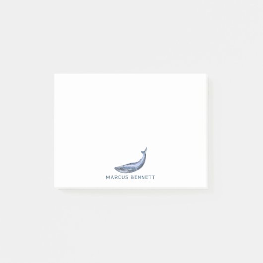 Personalisierter Blue Whale Post It Notes Post-it Klebezettel (Vorderseite)
