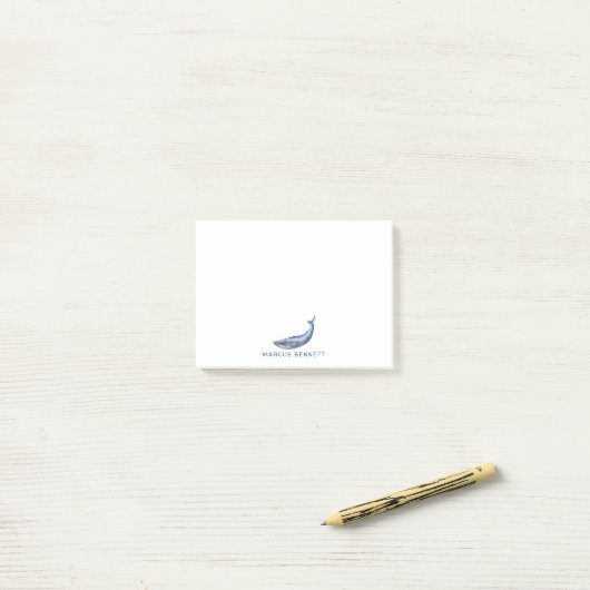 Personalisierter Blue Whale Post It Notes Post-it Klebezettel (Auf Schreibtisch)