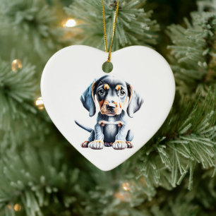 Personalisierter Bluetick Coonhound Welpenhund Keramik Ornament