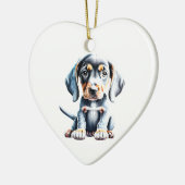 Personalisierter Bluetick Coonhound Welpenhund Keramik Ornament (Links)
