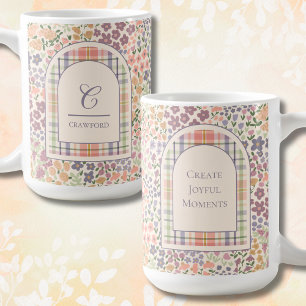 Personalisierter Blumen-Karo-Becher – Benutzerdefi Kaffeetasse