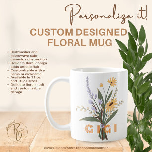 Personalisierter Blumen Keramikbecher Kaffeetasse