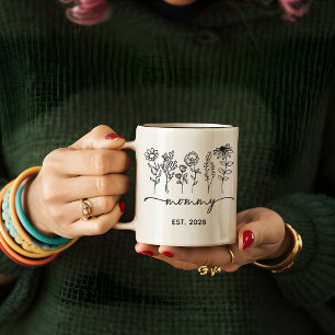 Personalisierter Blumen-Mama-Becher für neue Mütte Kaffeetasse