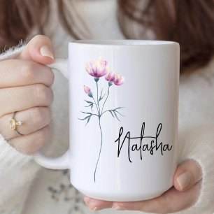 Personalisierter Blumen-Mug mit Namen als Geschenk Kaffeetasse
