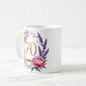 Personalisierter Blumen-Mug zum 70. Geburtstag für Kaffeetasse (Vorderseite Links)
