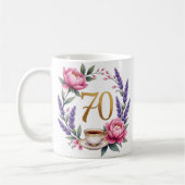 Personalisierter Blumen-Mug zum 70. Geburtstag für Kaffeetasse (Links)