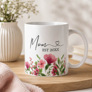 Personalisierter Blumen-Mutter-Becher – EST-Jahres Kaffeetasse